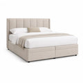 Lit double 160 x 200 cm avec cadre capitonne en polyester beige