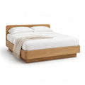 Cadre de lit double 160 x 200 cm avec tete de lit arrondie en placage chene naturel