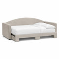 Canape-lit 1 place avec sommier 90 x 190 cm en polyester beige 210 x 100 x 85 cm