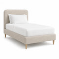 Lit 1 place avec cadre tapisse rectangulaire en polyester beige 90 x 190 cm