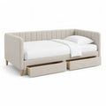 Lit banquette rectangulaire 90 x 190 cm avec 2 tiroirs en polyester beige