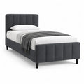 Lit 1 place rembourre 90 x 190 cm en polyester gris anthracite