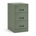Table de chevet rectangulaire a 3 tiroirs en acier vert kaki 40 x 35 x 70 cm