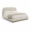 Lit double avec cadre capitonne en polyester beige 160 x 200 cm