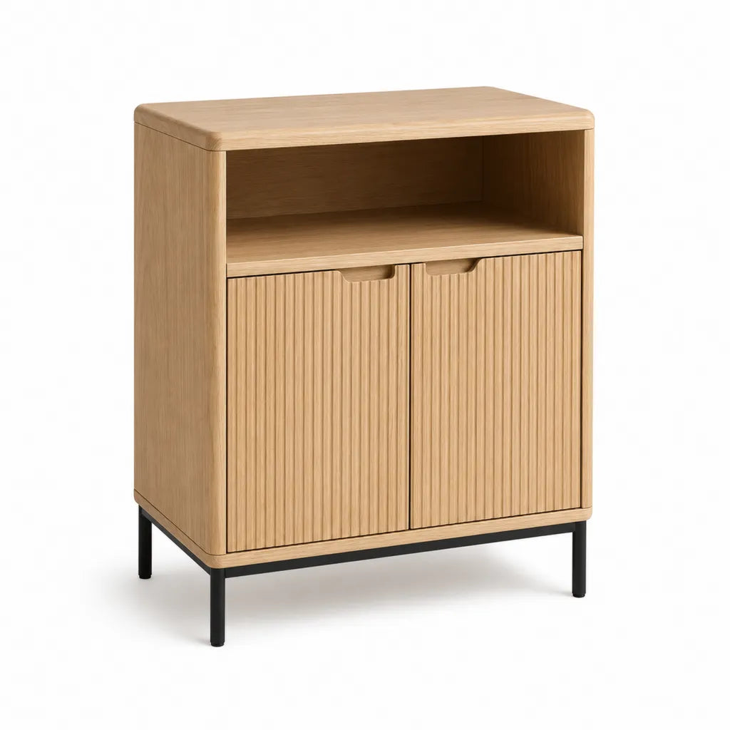 Buffet de salle a manger 2 portes en MDF plaque chene 80 x 40 x 100 cm naturel