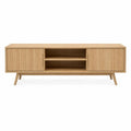 Meuble TV rectangulaire en panneaux MDF plaques chene naturel 160 x 40 x 55 cm