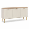 Buffet 4 portes rectangulaire 160 x 40 x 80 cm en MDF blanc et decor chene clair