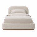 Lit double avec cadre rembourre en polyester bouclette beige 160 x 200 cm