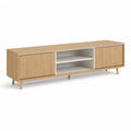 Meuble TV rectangulaire 180 x 40 x 55 cm en panneaux de particules melamines chene clair